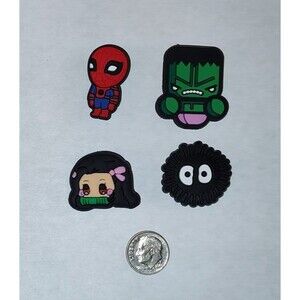 Marvel Anime Theme Shoe Charms Lot 4 Pieces Spiderman Hulk Ghibli